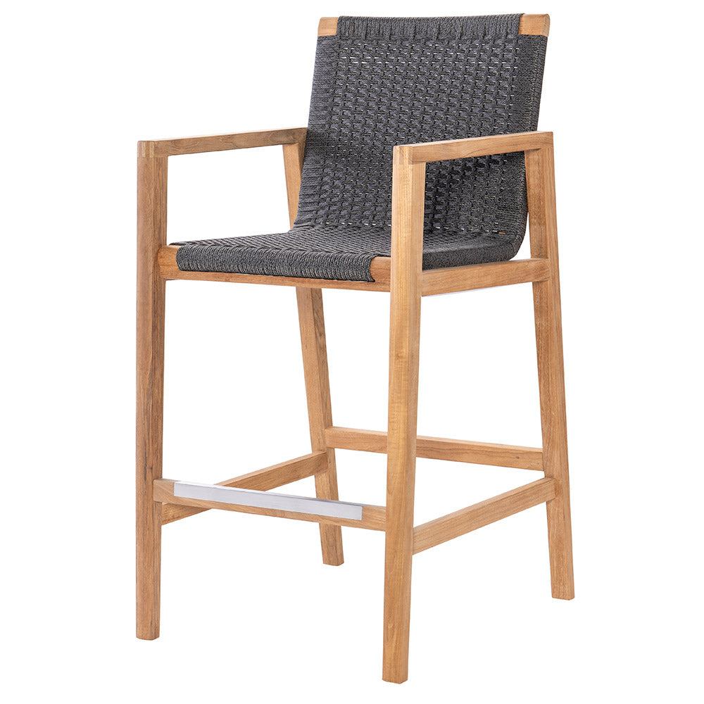 Royal Teak Collection Admiral Bar Chair, Charcoal