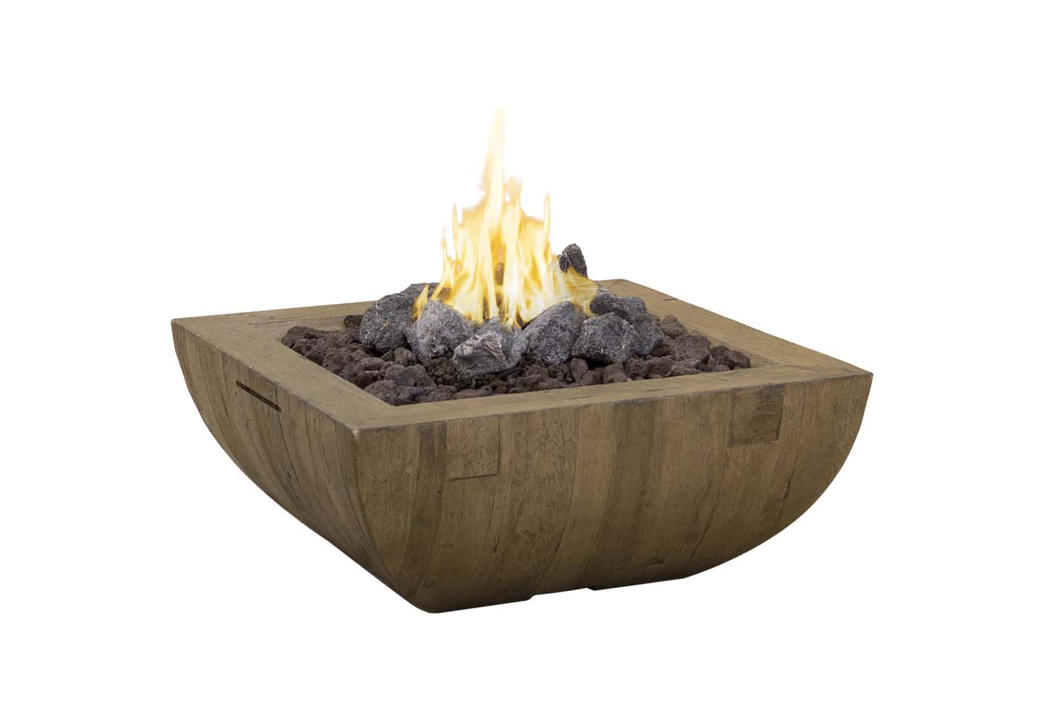 American Fyre Designs Bordeaux 36-Inch Square GFRC Reclaimed Wood Gas Fire Bowl
