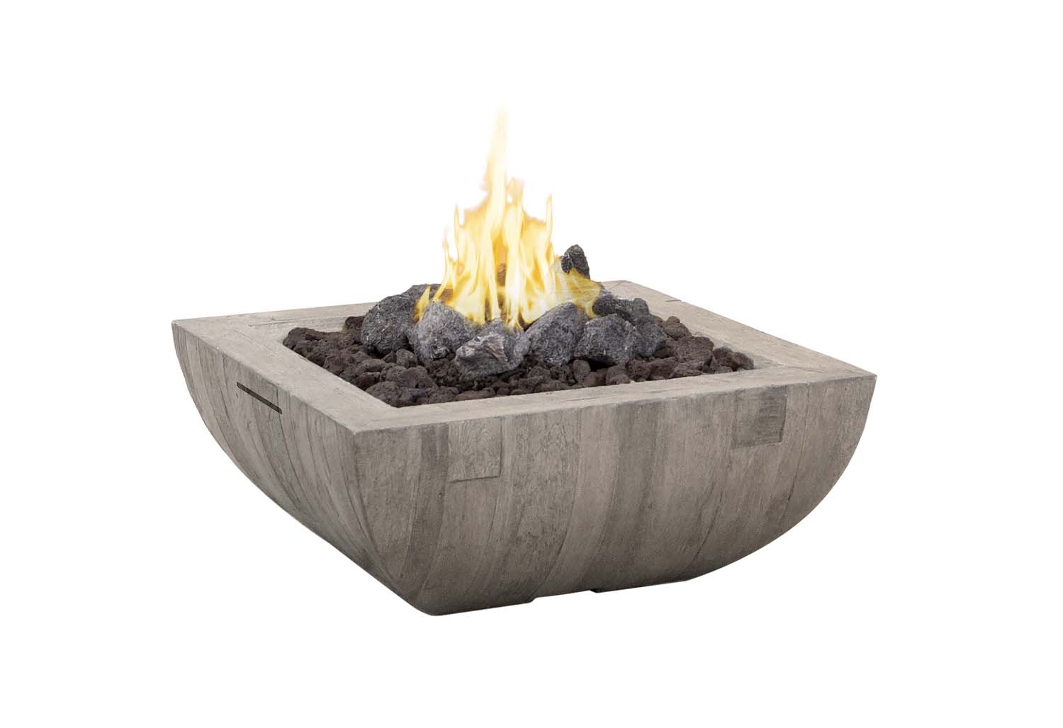 American Fyre Designs Bordeaux 36-Inch Square GFRC Reclaimed Wood Gas Fire Bowl