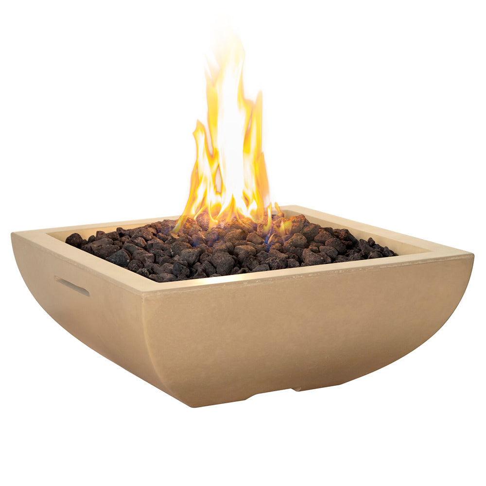 American Fyre Designs Bordeaux Petite 30-Inch Square GFRC Gas Fire Bowl