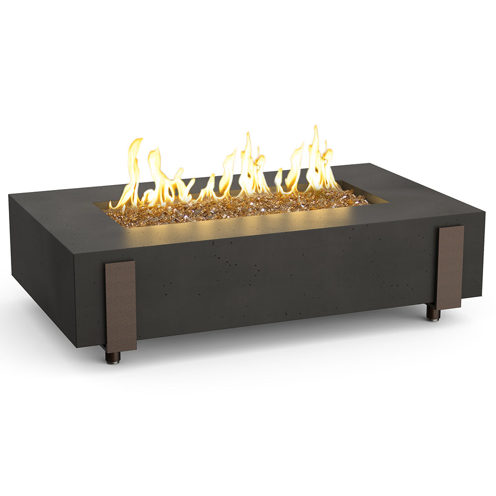 American Fyre Designs Iron Saddle 60-Inch Rectangular GFRC Chat Height Gas Fire Table