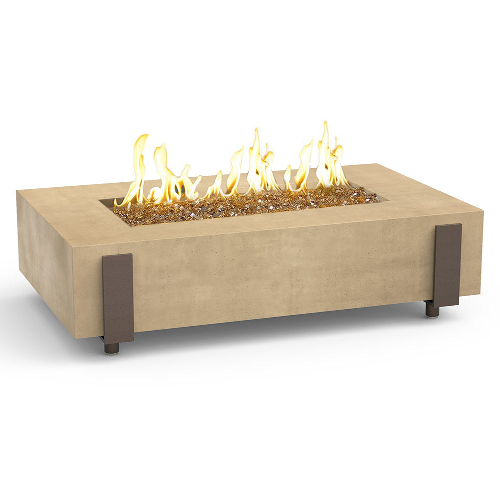 American Fyre Designs Iron Saddle 60-Inch Rectangular GFRC Chat Height Gas Fire Table