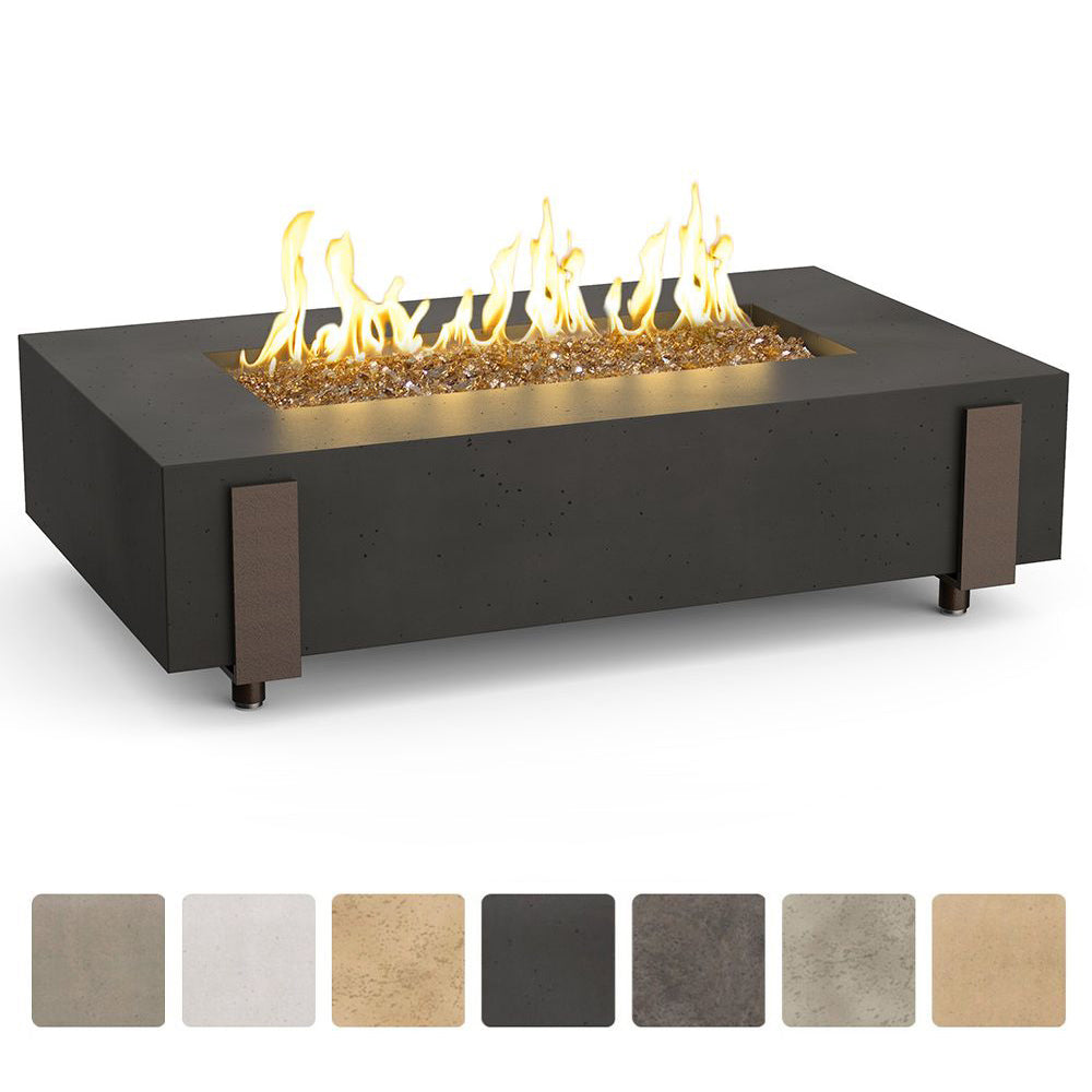 American Fyre Designs Iron Saddle 60-Inch Rectangular GFRC Chat Height Gas Fire Table