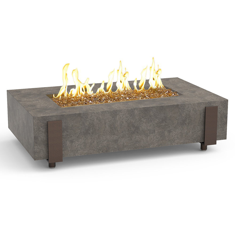 American Fyre Designs Iron Saddle 60-Inch Rectangular GFRC Chat Height Gas Fire Table