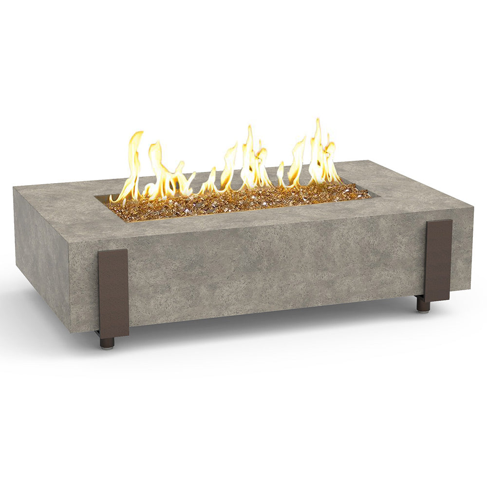 American Fyre Designs Iron Saddle 60-Inch Rectangular GFRC Chat Height Gas Fire Table