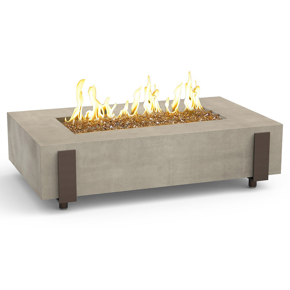 American Fyre Designs Iron Saddle 60-Inch Rectangular GFRC Chat Height Gas Fire Table