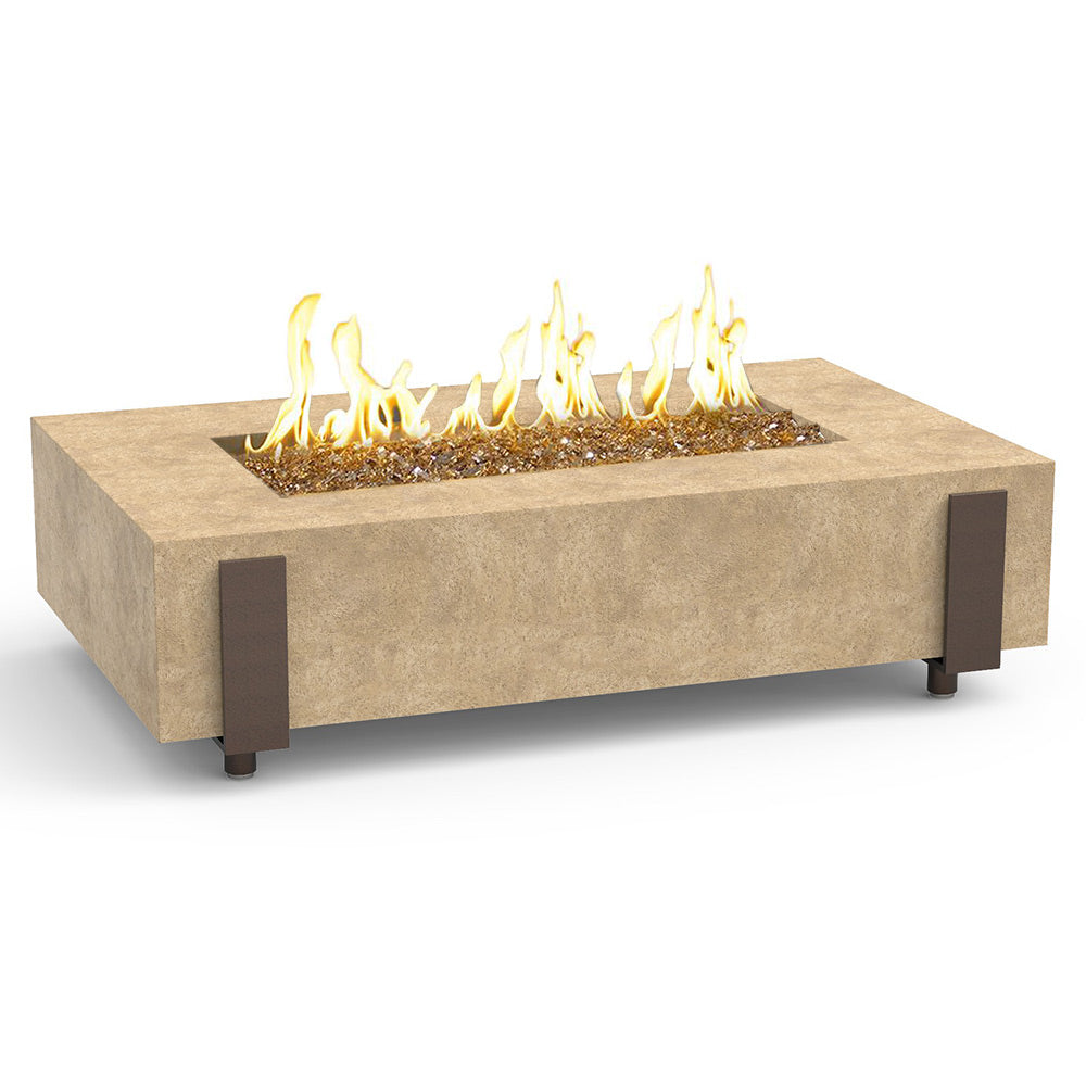 American Fyre Designs Iron Saddle 60-Inch Rectangular GFRC Chat Height Gas Fire Table