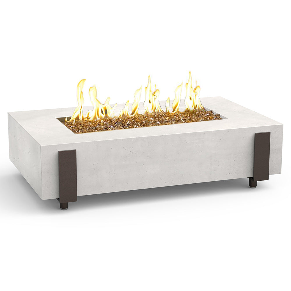American Fyre Designs Iron Saddle 60-Inch Rectangular GFRC Chat Height Gas Fire Table