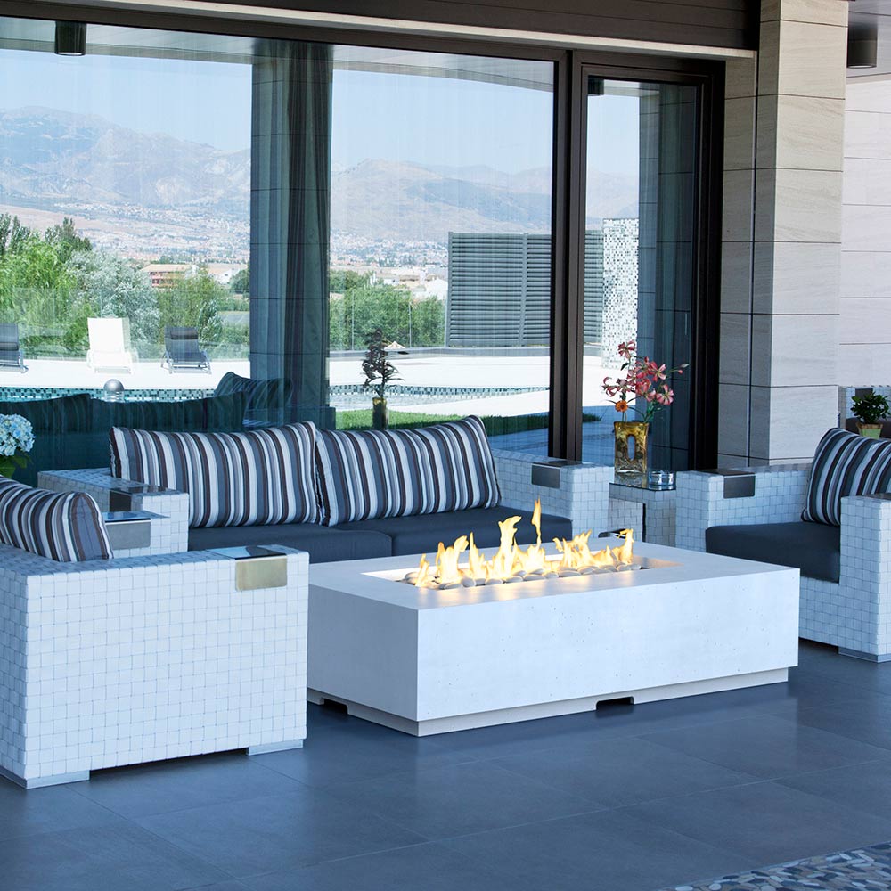 American Fyre Designs Legend LP Select 60-Inch Rectangular GFRC Chat Height Propane Gas Fire Table