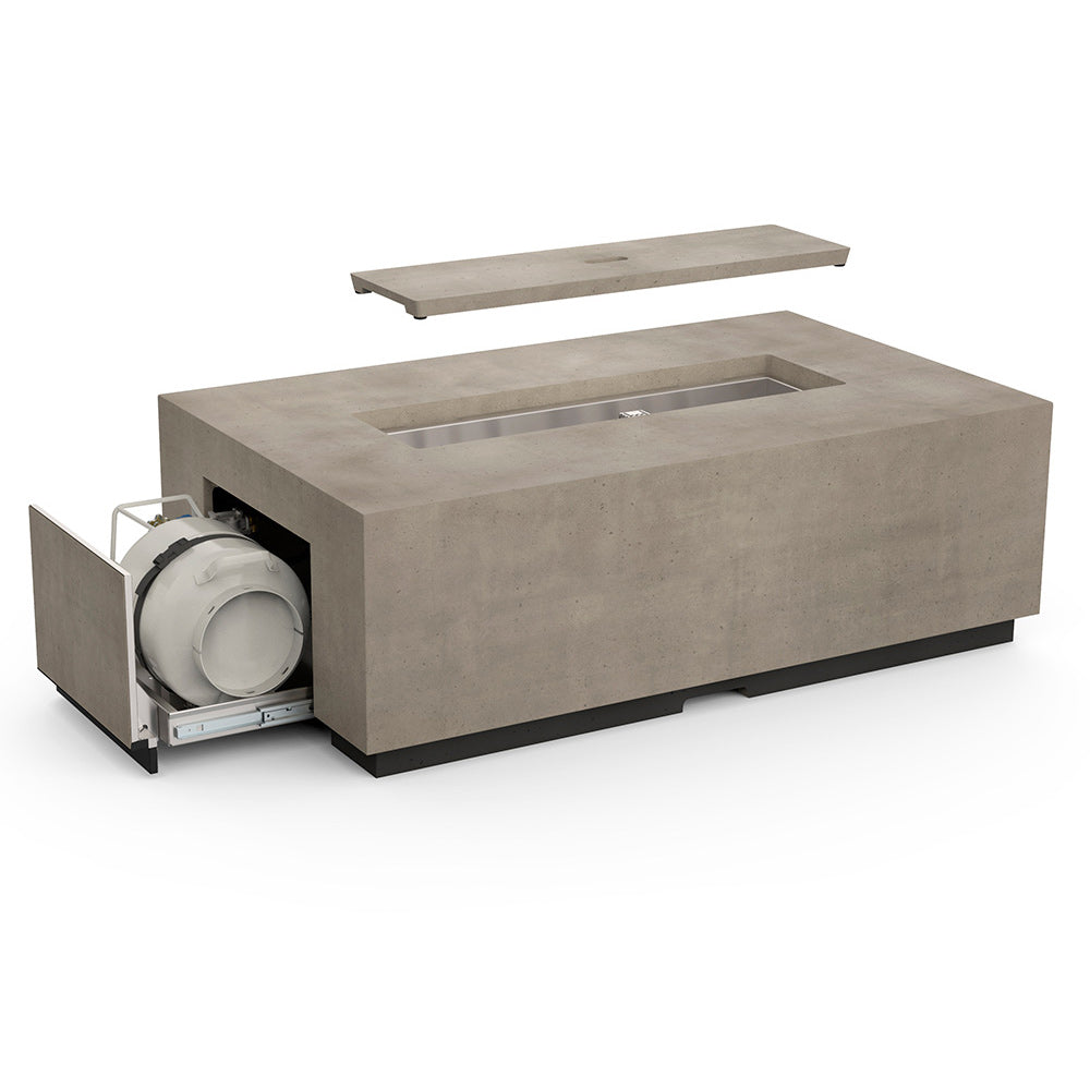 American Fyre Designs Legend LP Select 60-Inch Rectangular GFRC Chat Height Propane Gas Fire Table