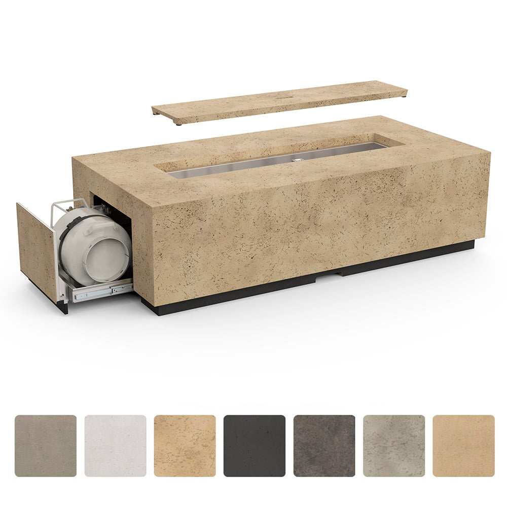 American Fyre Designs Legend Long LP Select 72-Inch Rectangular GFRC Chat Height Propane Gas Fire Table