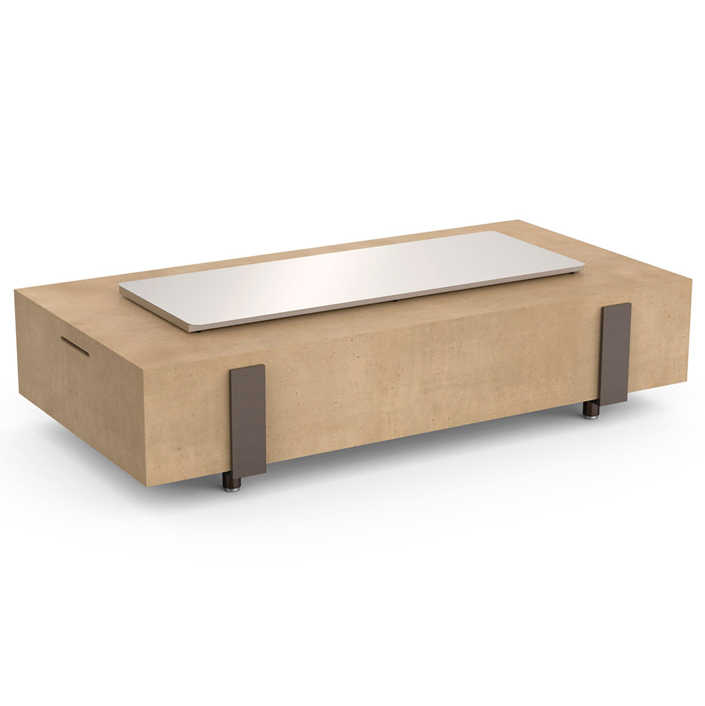 American Fyre Designs Long Iron Saddle 72-Inch Rectangular GFRC Chat Height Gas Fire Table