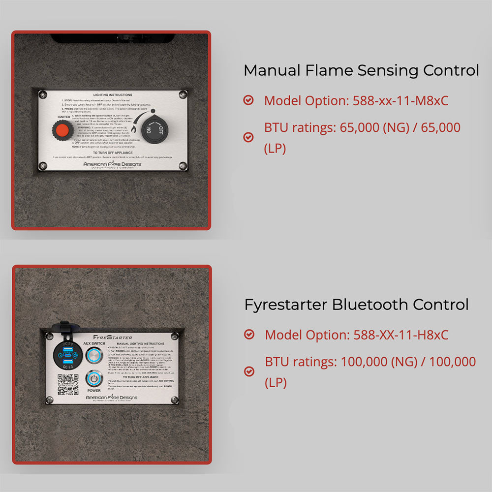 American Fyre Designs Legend LP Select 60-Inch Rectangular GFRC Chat Height Propane Gas Fire Table