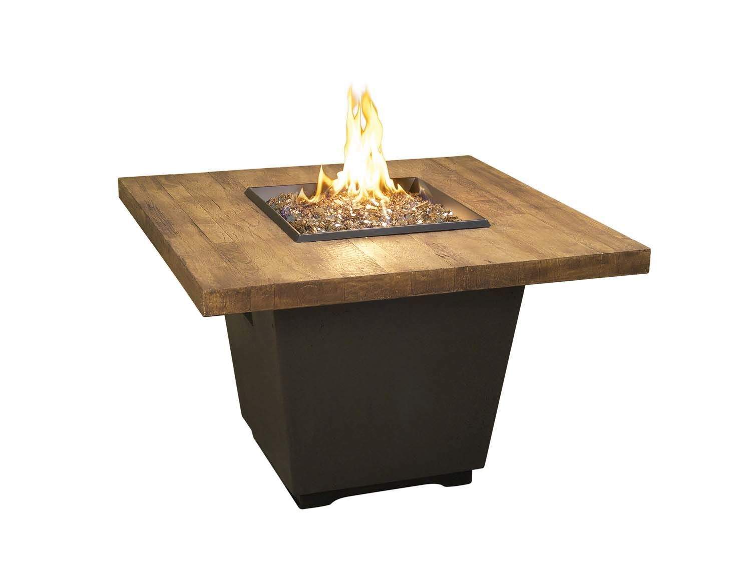 American Fyre Designs Cosmopolitan 36-Inch Square Reclaimed Wood Chat Height Fire Table