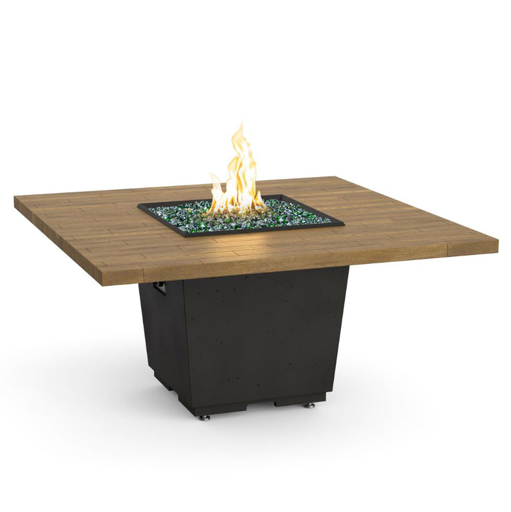 American Fyre Designs Cosmopolitan 60-Inch Square Reclaimed Wood Dining Height Fire Table