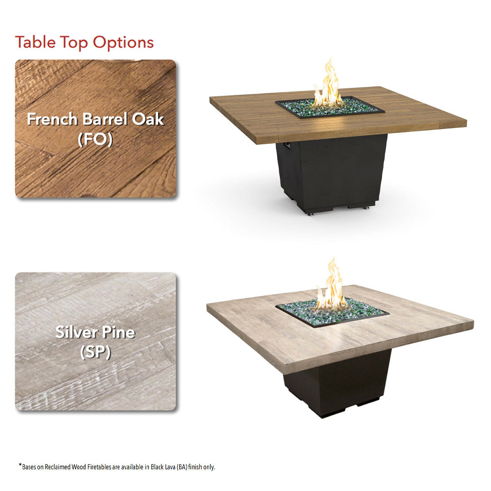 American Fyre Designs Cosmopolitan 60-Inch Square Reclaimed Wood Dining Height Fire Table