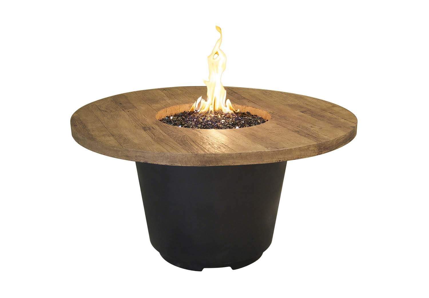 American Fyre Designs Cosmopolitan 48-Inch Round Reclaimed Wood Chat Height Fire Table