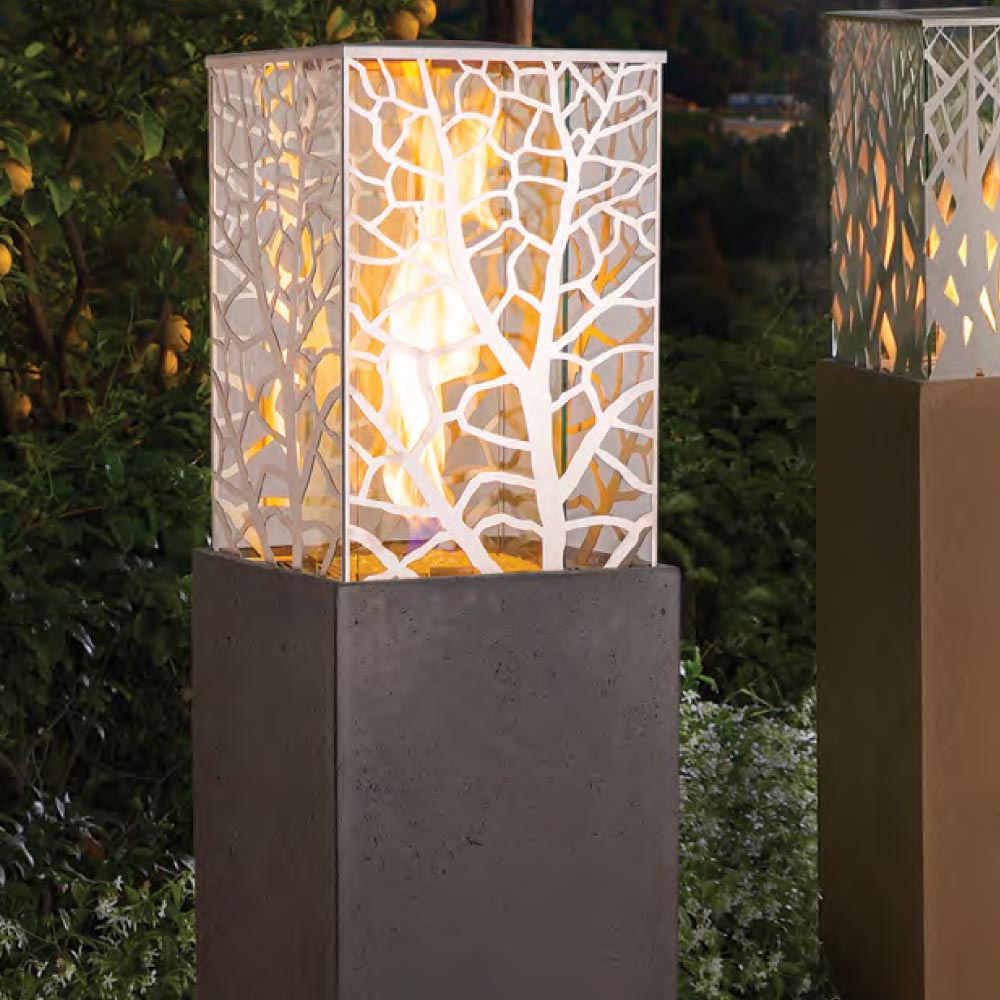 American Fyre Designs Magnolia Lantern 16-Inch Square GFRC Gas Fire Tower