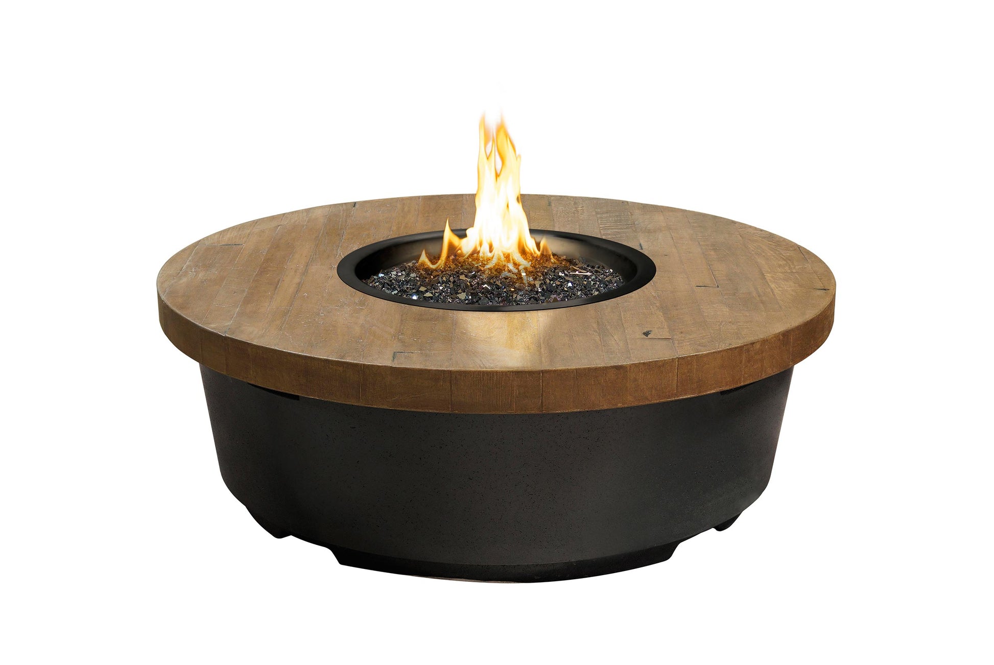American Fyre Designs Contempo 47-Inch Round Reclaimed Wood Chat Height Fire Table
