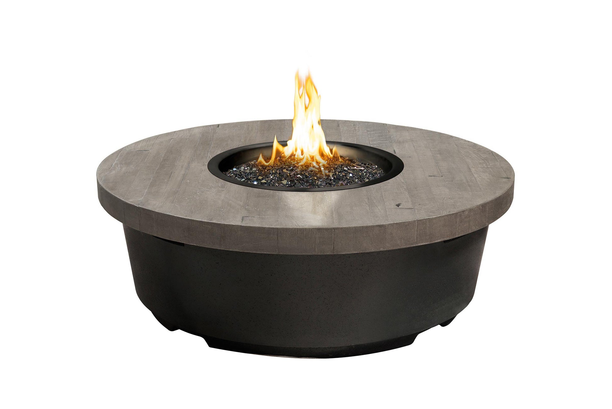 American Fyre Designs Contempo 47-Inch Round Reclaimed Wood Chat Height Fire Table