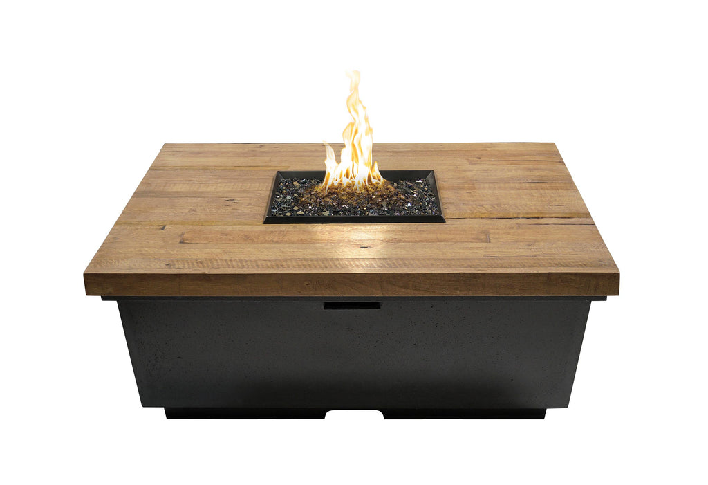 American Fyre Designs Contempo 44-Inch Square Reclaimed Wood Chat Height Fire Table