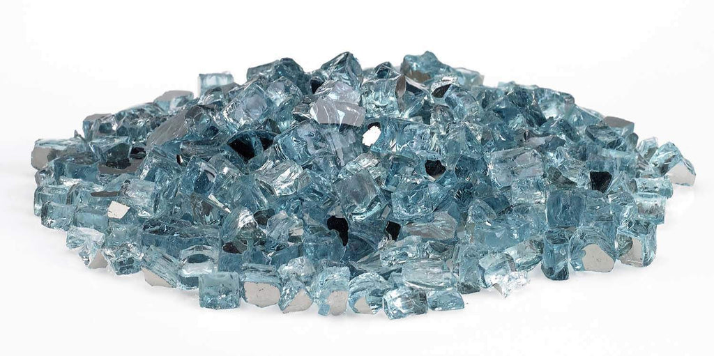American Fire Glass 1/2-Inch Premium Fire Glass, 10 lbs, Azuria Reflective