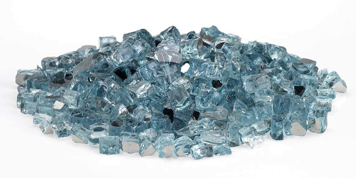 American Fire Glass 1/2-Inch Premium Fire Glass, 10 lbs, Azuria Reflective