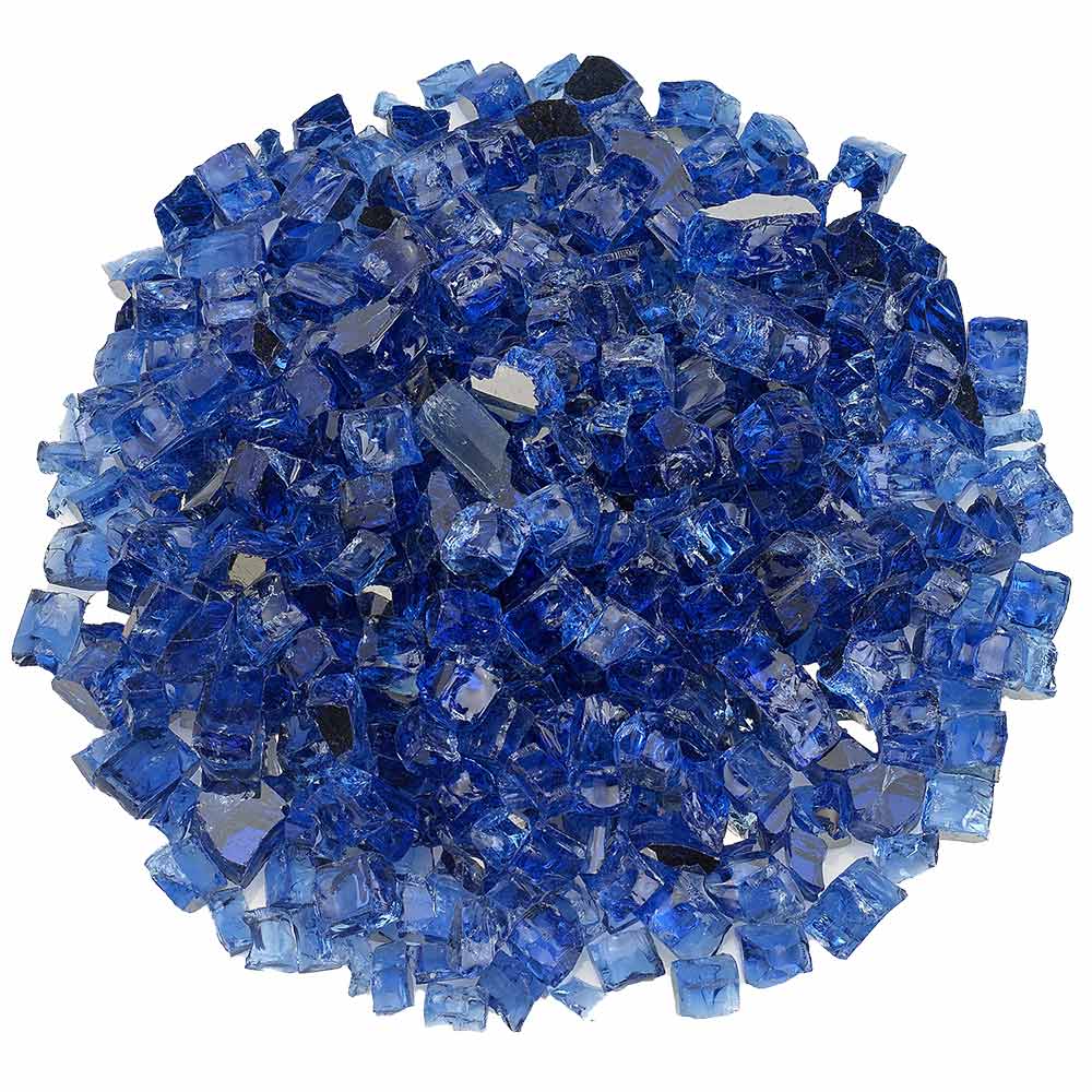 American Fire Glass 1/2-Inch Premium Fire Glass, 10-Pounds, Cobalt Blue Reflective