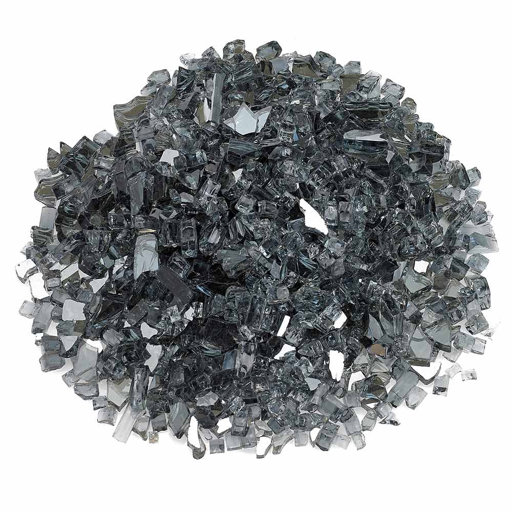 American Fire Glass 1/4-Inch Premium Fire Glass, 10-Pounds, Grey Reflective
