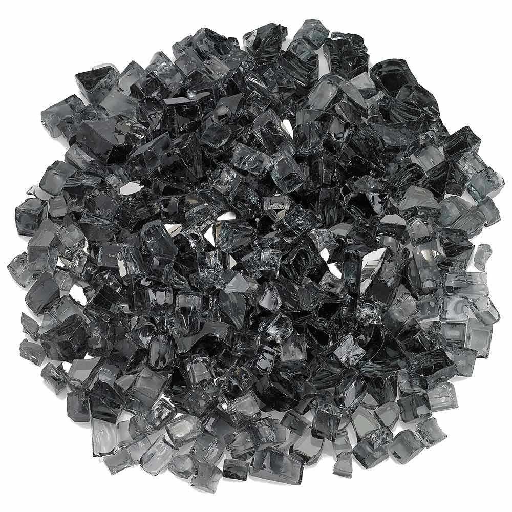 American Fire Glass 1/2-Inch Premium Fire Glass, 10 lbs, Grey Reflective