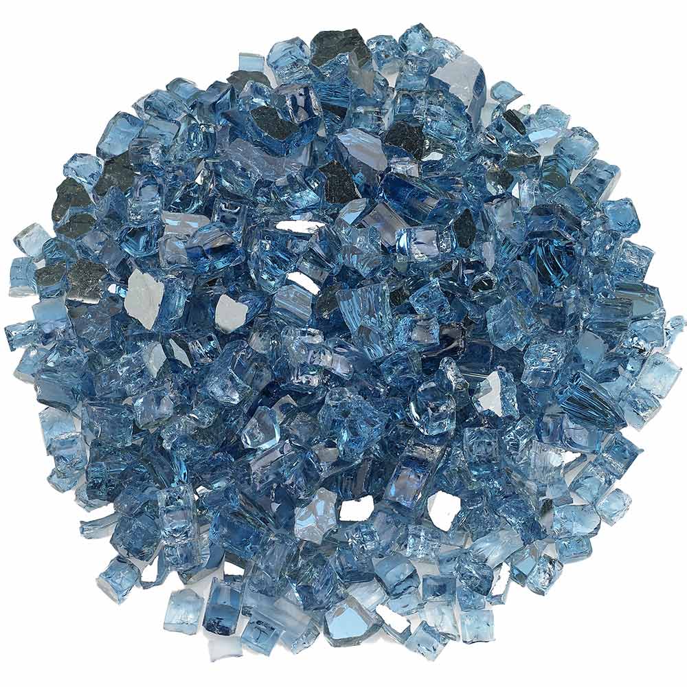 American Fire Glass 1/2-Inch Premium Fire Glass, 10 lbs, Pacific Blue Reflective