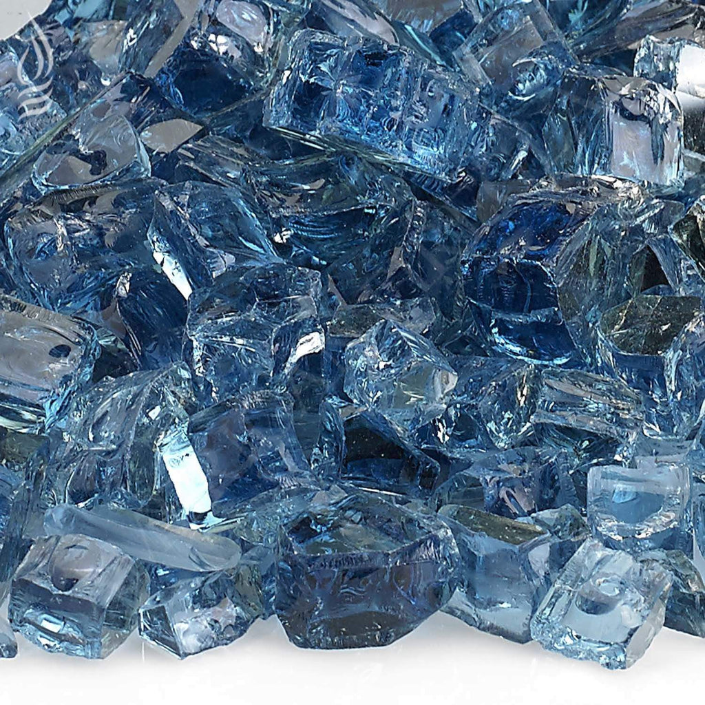 American Fire Glass 1/2-Inch Premium Fire Glass, 10 lbs, Pacific Blue Reflective