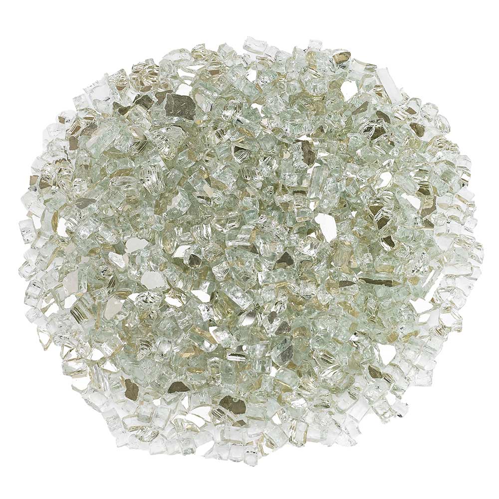 American Fire Glass 1/4-Inch Premium Fire Glass, 10 lbs, Platinum Reflective