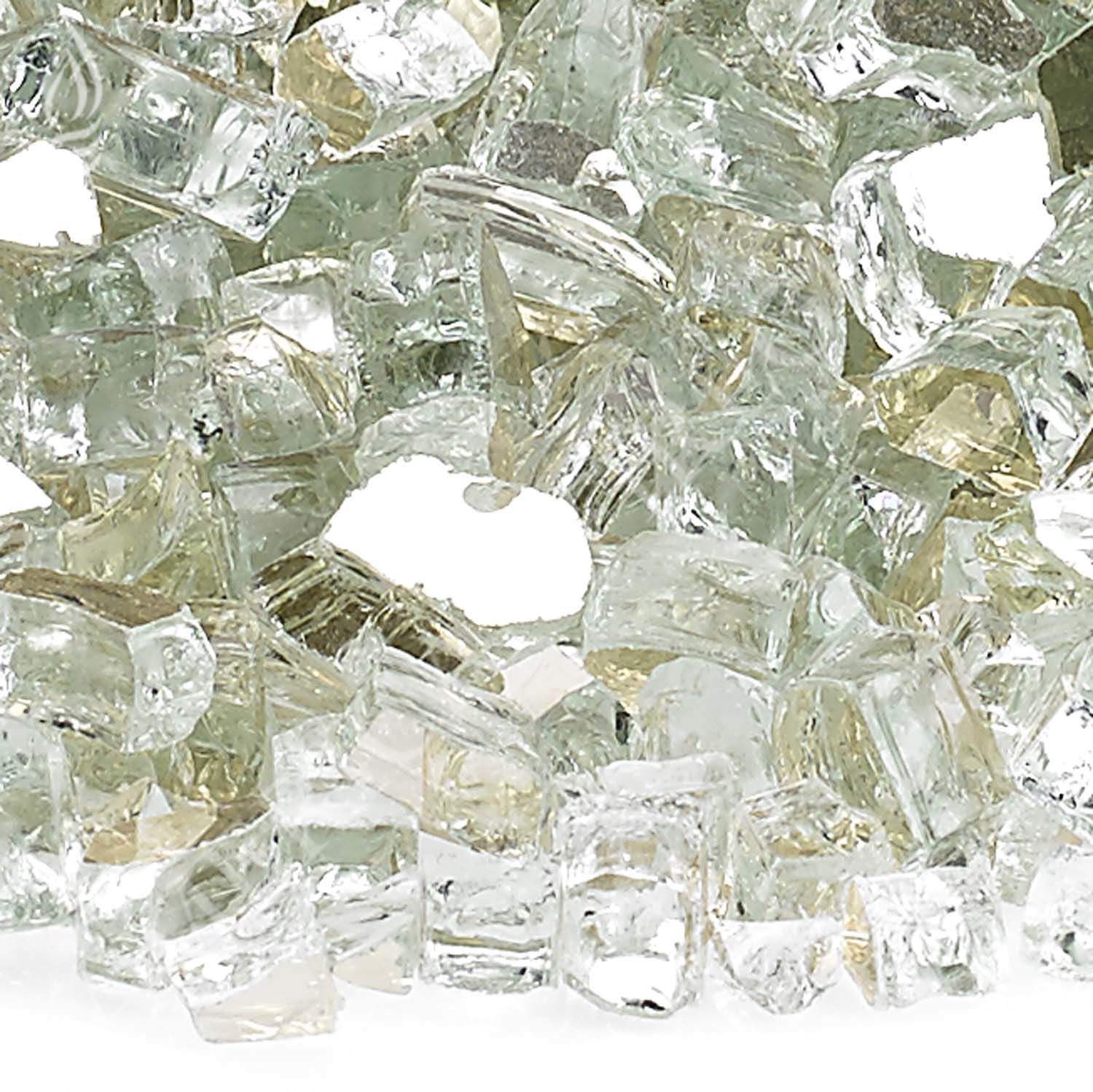 American Fire Glass 1/4-Inch Premium Fire Glass, 10-Pounds, Platinum Reflective