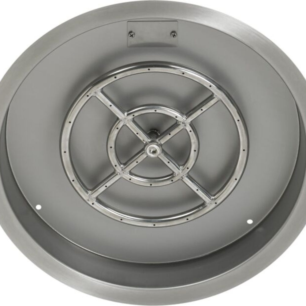 Stainless steel round drop-in fire pit pan with burner grate and central hub