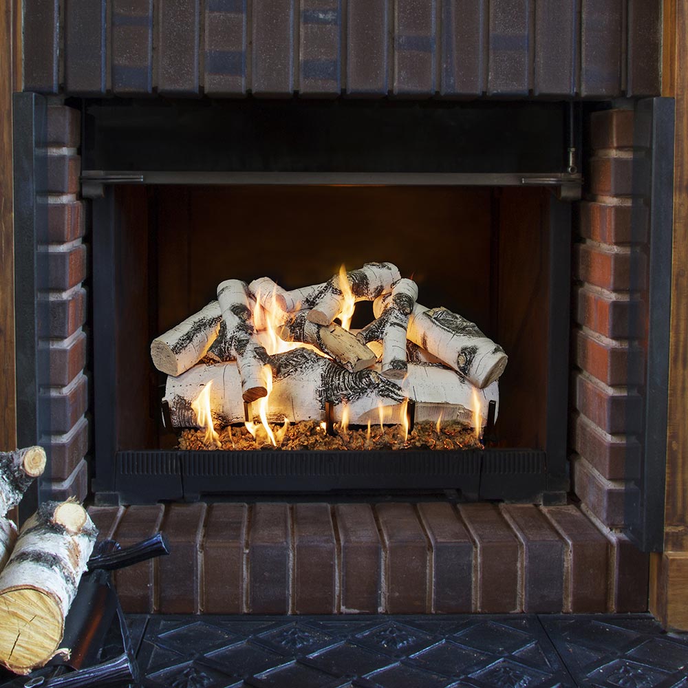 Grand Canyon Quaking Aspen Double Sided Vented Gas Log Set with Stainless Steel Burner