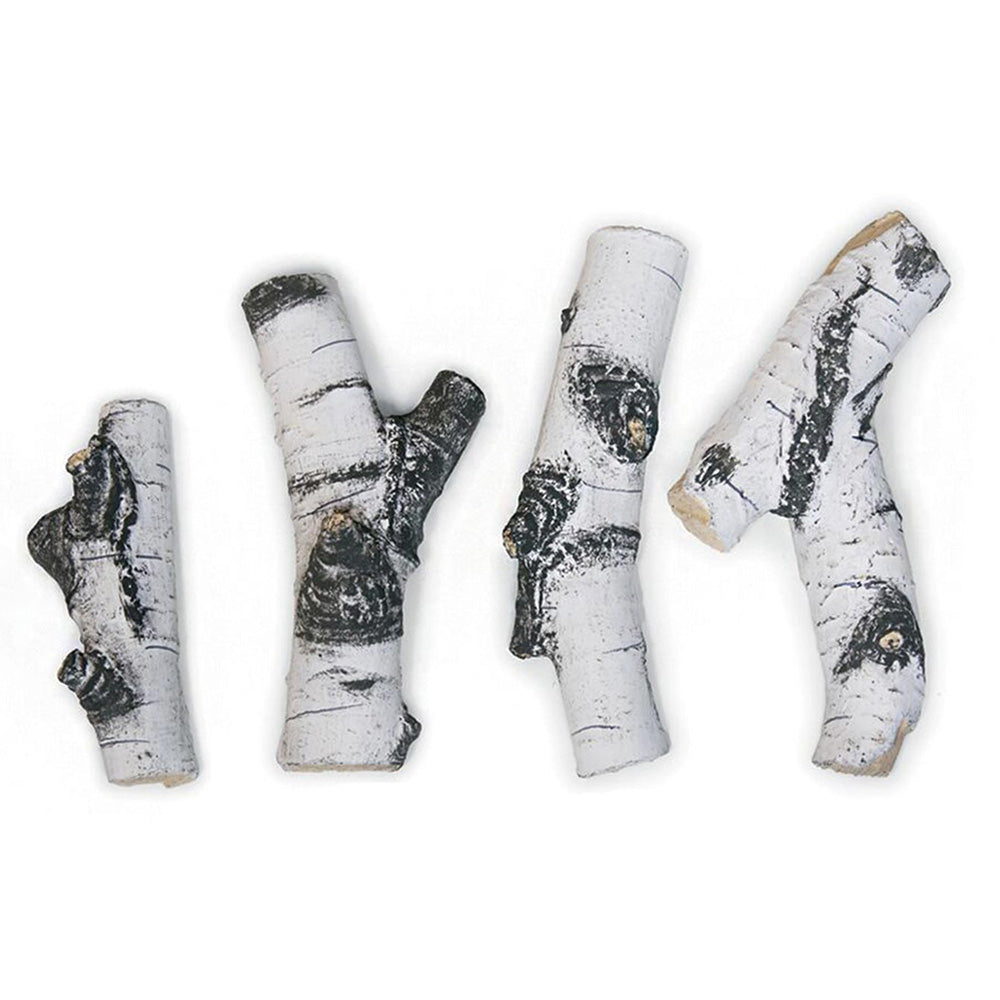 Quaking aspen twig kit, four white birch-style pieces with dark speckled texture