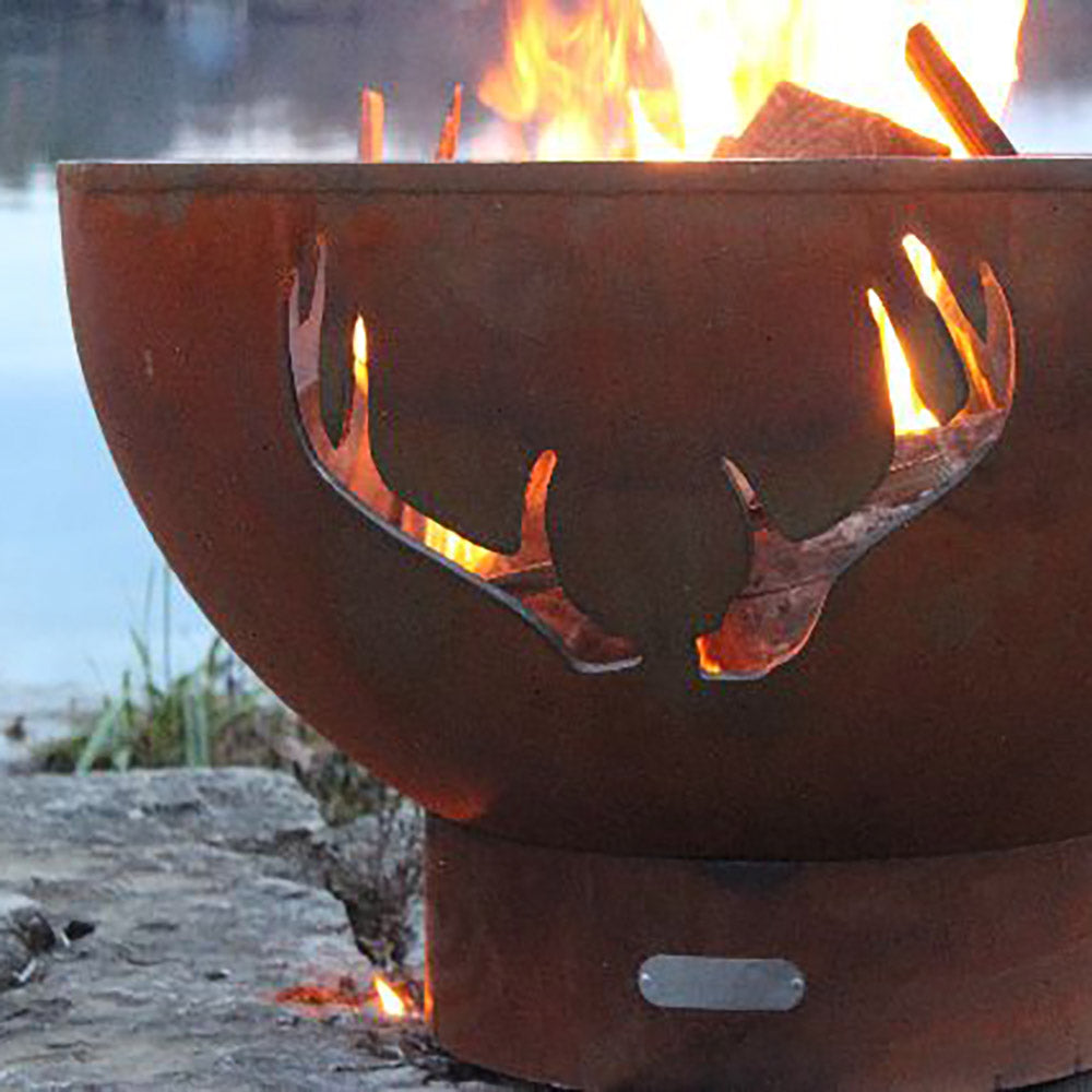 Fire Pit Art Antlers Wood Fire Pit
