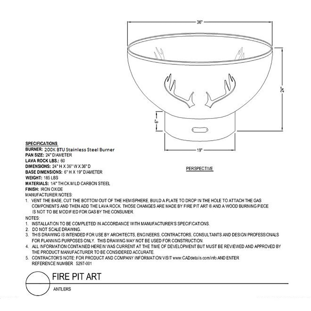 Fire Pit Art ANTC Antlers Gas Fire Pit