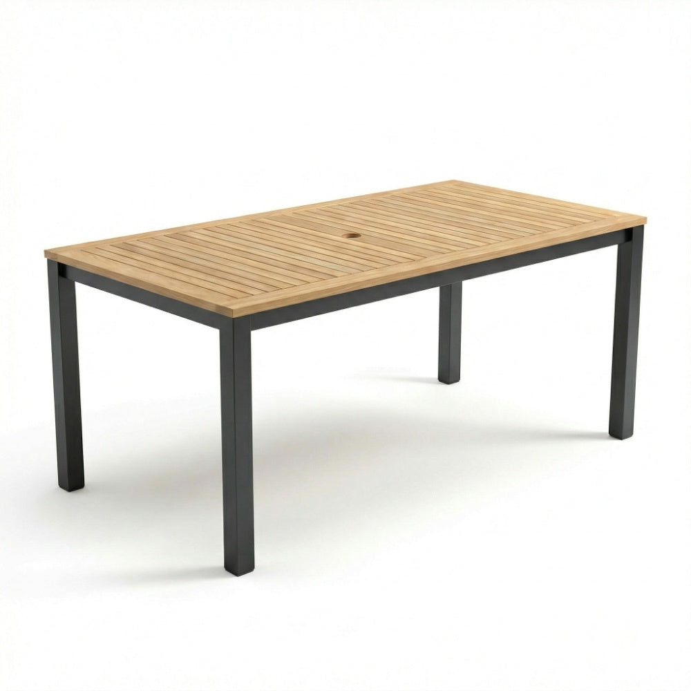Royal Teak Collection Barcelona Aluminum Dining Table with Teak
