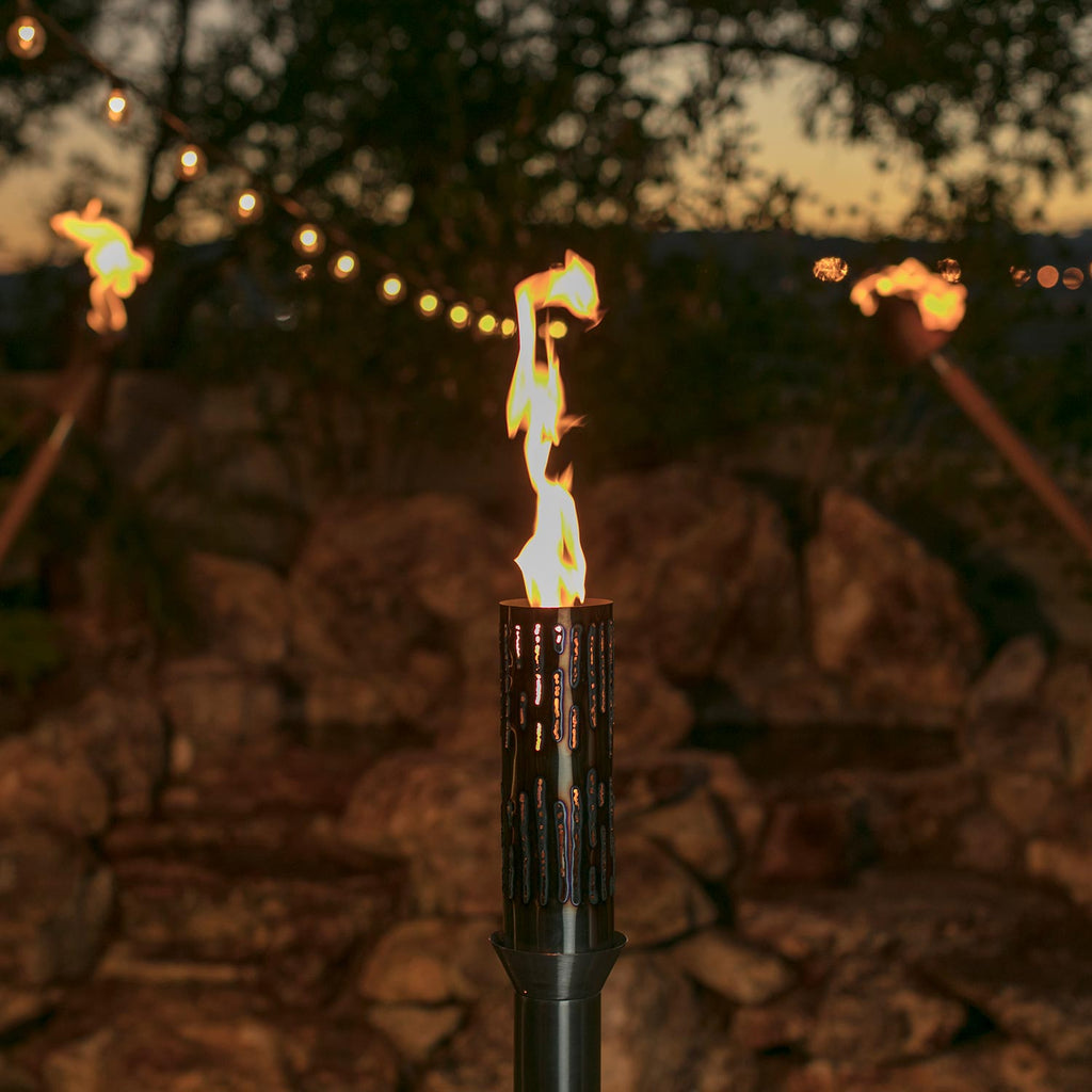 Fire by Design Bamboo Gas Torch Head with Black Powder-Coated Pole
