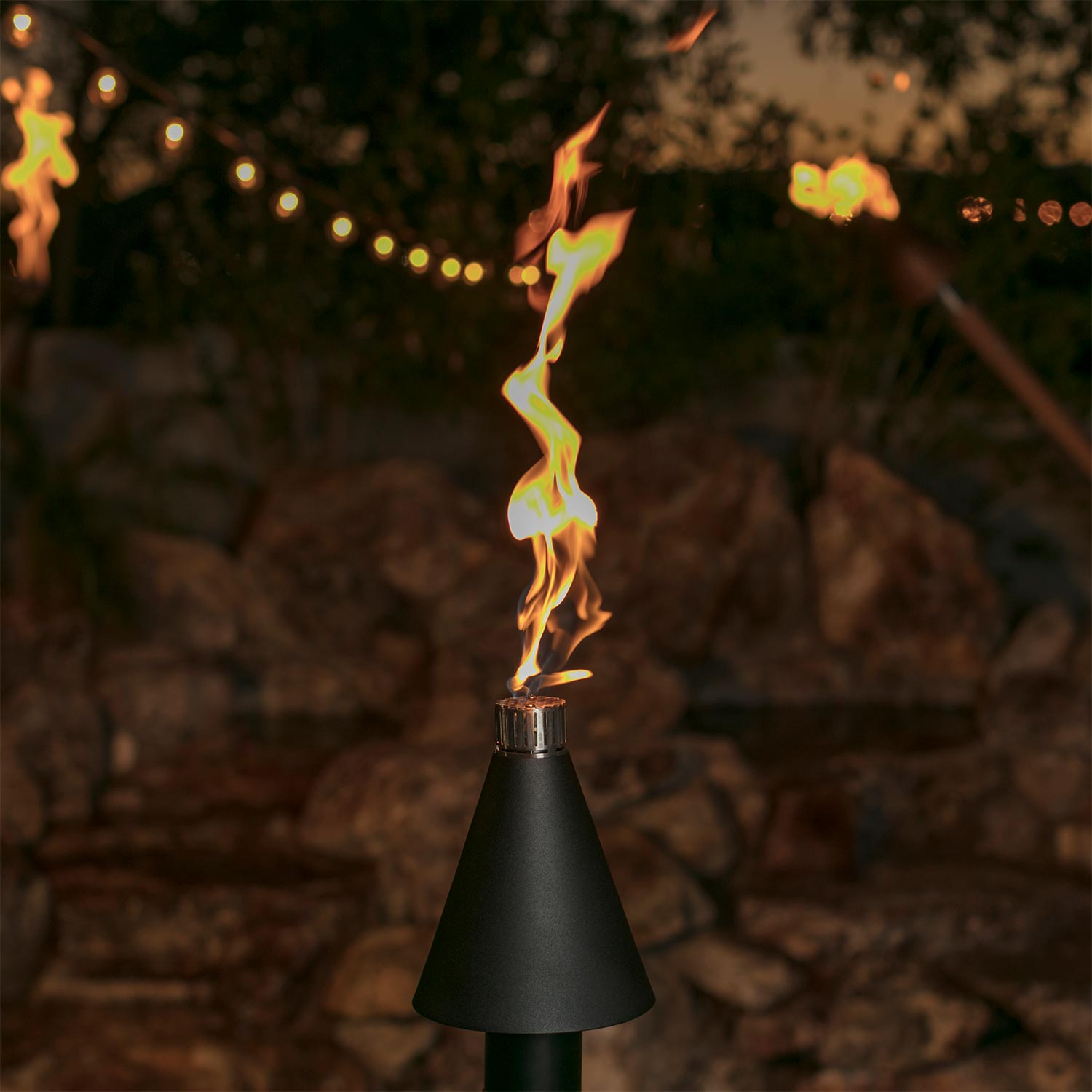 Fire by Design Black Cone Gas Torch Head with Black Powder-Coated Pole
