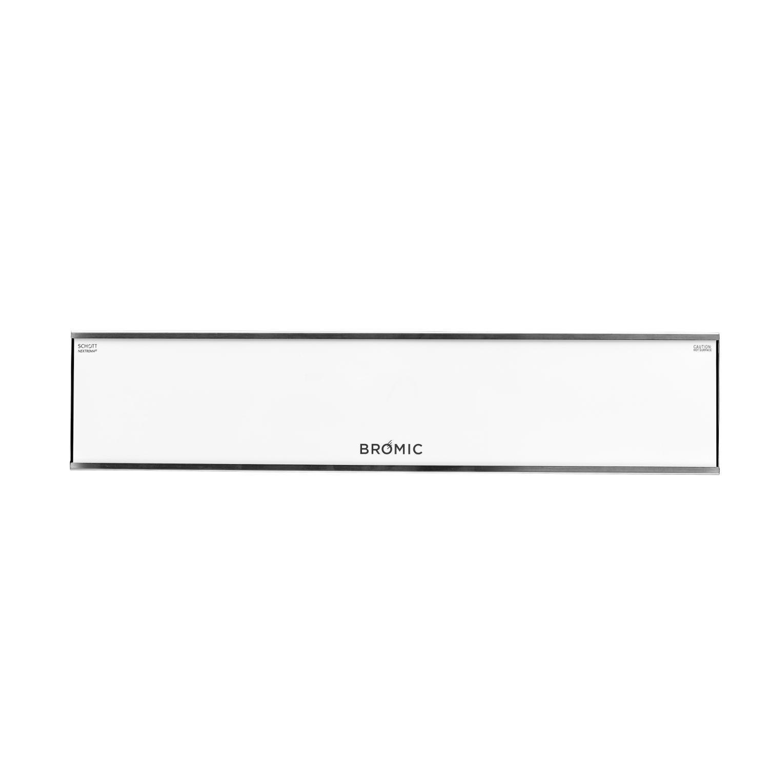 Wall-mounted electric marine heater, rectangular white unit with Bromic logo