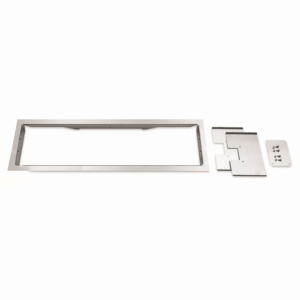 Ceiling recess kit parts: metal frame, cover panels, and control faceplate