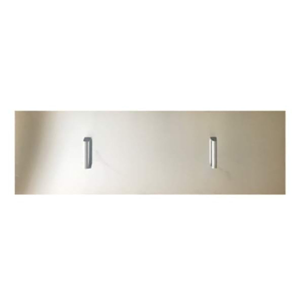 Stainless steel weather cover panel with two metal pull tabs
