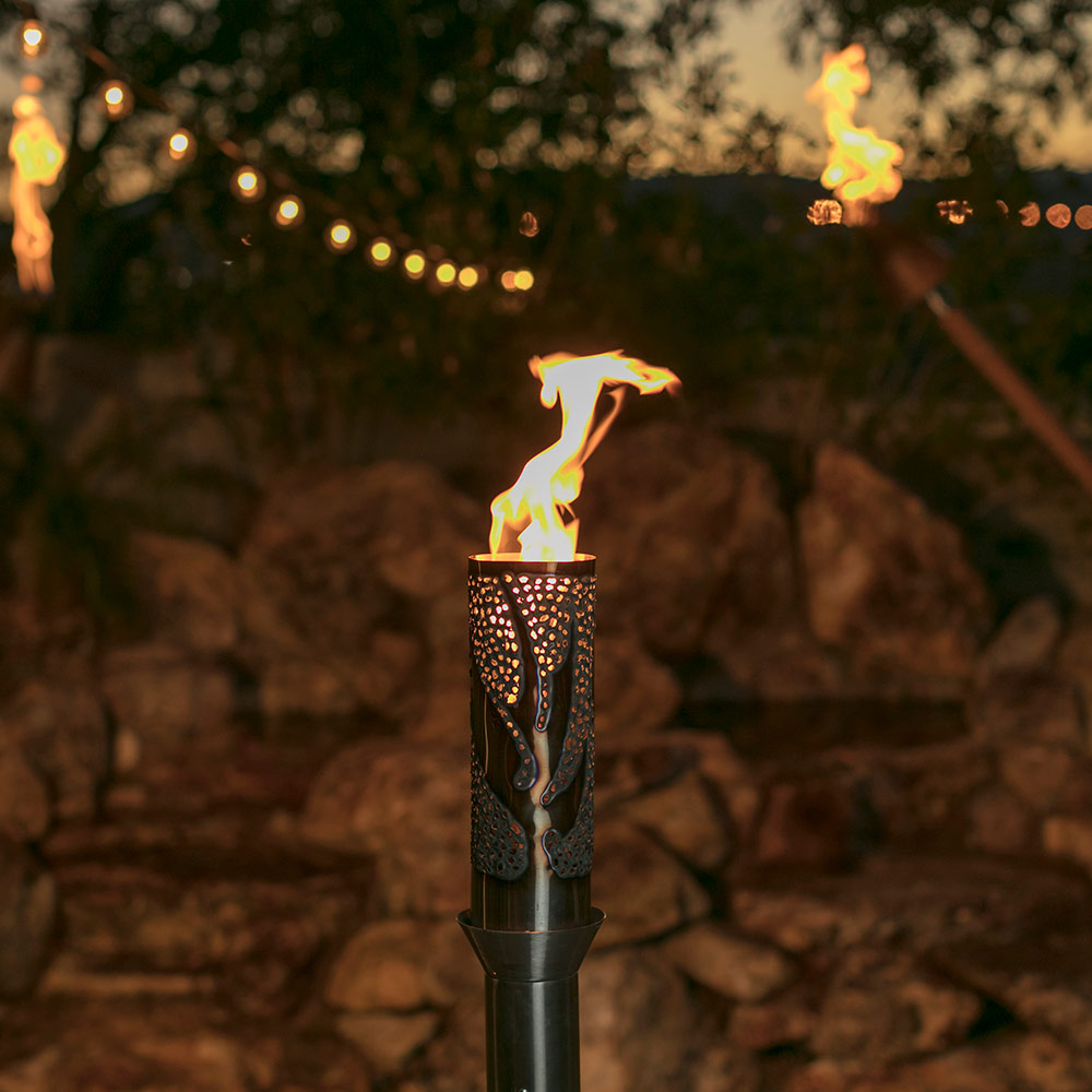 Fire by Design Bird of Paradise Gas Torch Head with Black Powder-Coated Pole