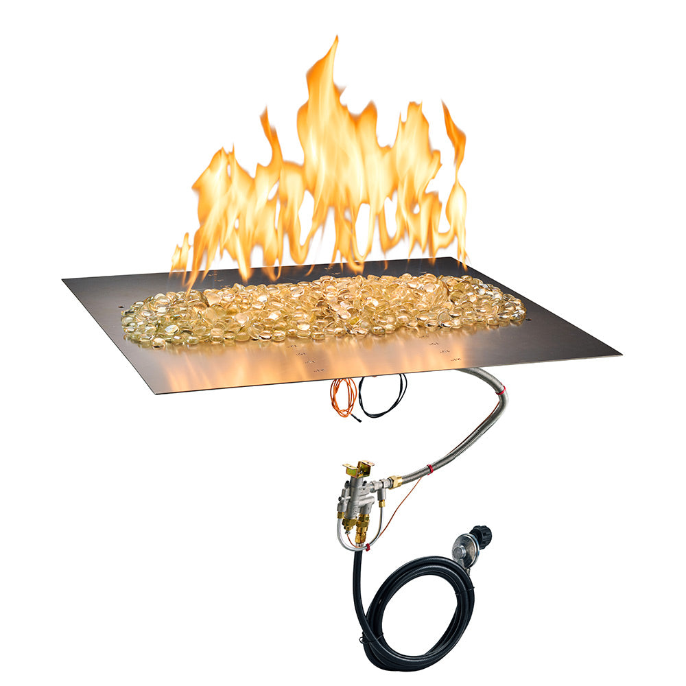The Outdoor GreatRoom Company Crystal Fire Plus Linear Gas Fire Pit Burner Plate, Spark Ignition