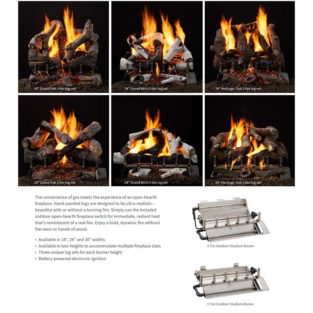 Majestic Kindled Stack Single Tube Vented Outdoor Gas Log Set