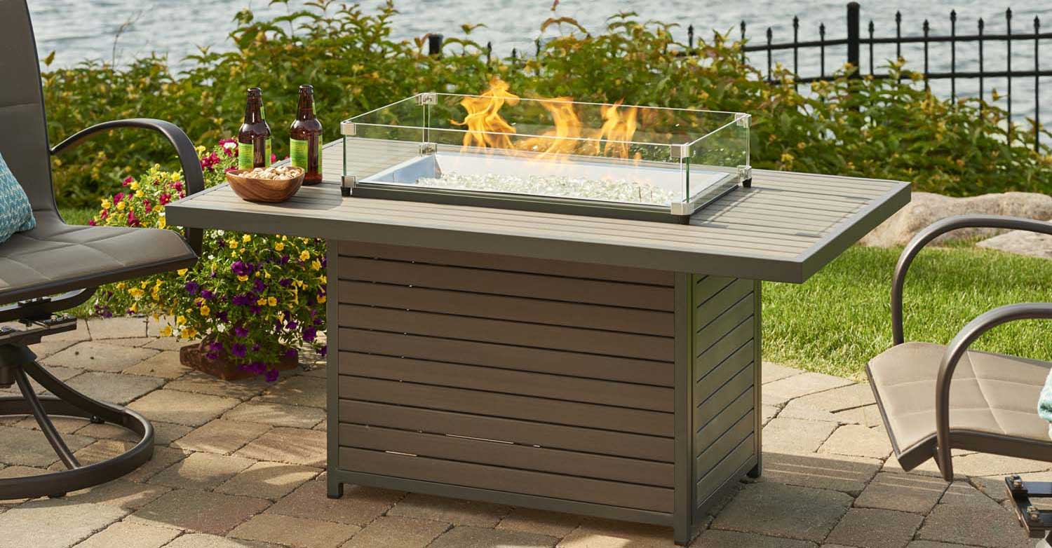 The Outdoor GreatRoom Company BRK-1224-19-K Brooks Gas Fire Pit Table, 30.75x50-Inches