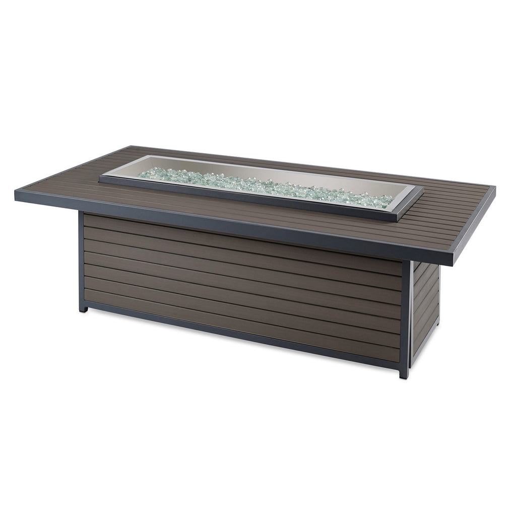 The Outdoor GreatRoom Company BRK-1242-D-K Brooks Linear Dining Height Gas Fire Pit Table, 80x50-Inch
